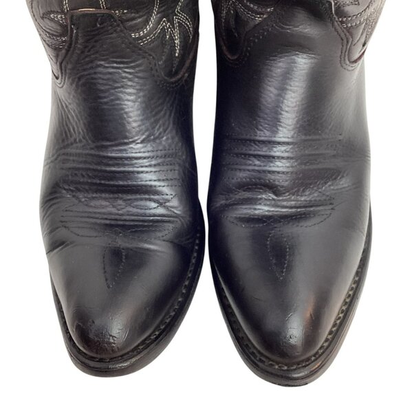 Double-H Mens 9D Work Western Leather Cowboy Boots 3267 Black Vintage - Picture 5 of 16